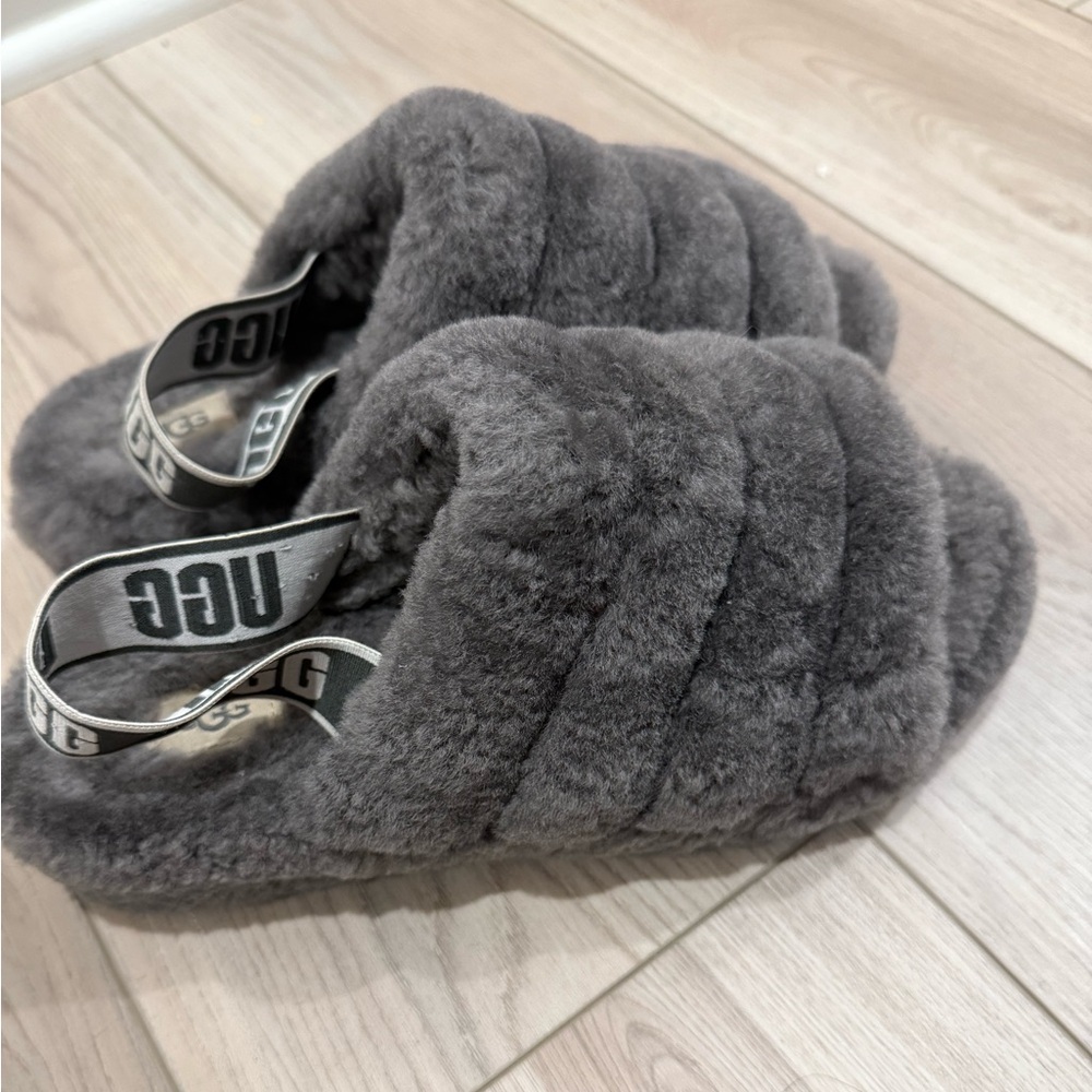 UGG Grey Fluff Slippers